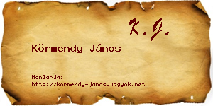 Körmendy János névjegykártya