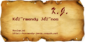 Körmendy János névjegykártya